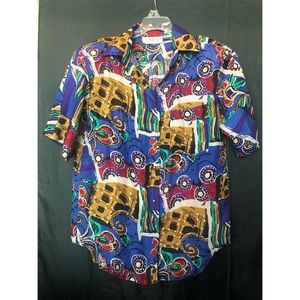 COPY - Vintage Blue Multi-Print Button Down Shirt